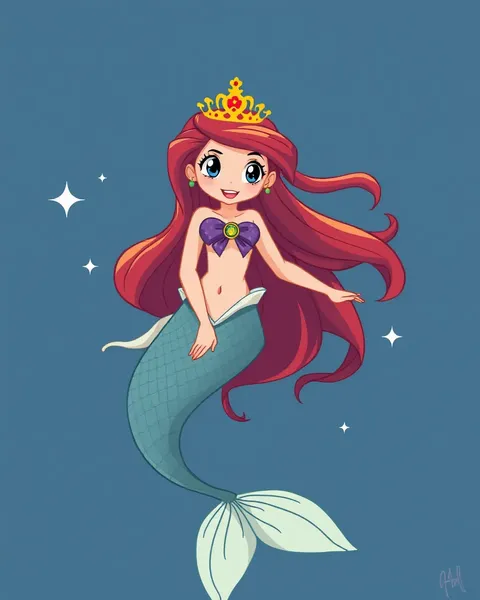 Imágenes de mermaid en dibujos animados que muestran la vida submarina de las sirenas