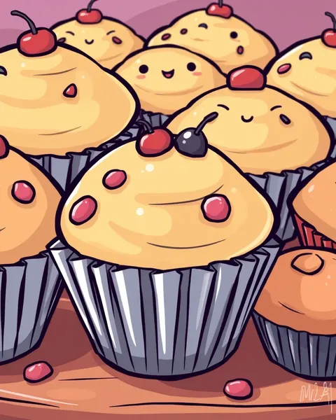 Imágenes de muffins de dibujos animados: personajes de muffins adorables en marcos