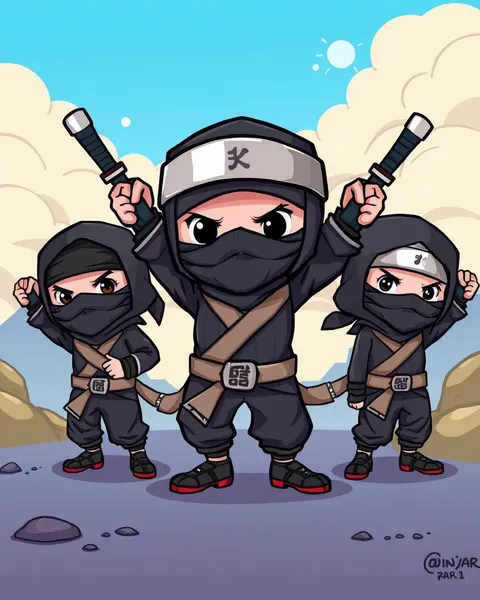 Imágenes de ninjas en modo de sigilo en dibujos animados