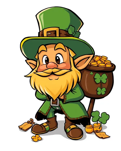 Imágenes de un leprechaun de dibujos animados con shamrocks