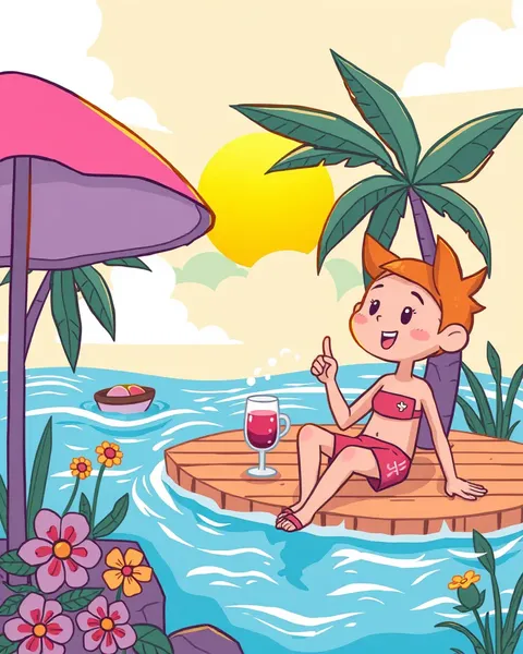 Imágenes de verano de cartoon con colores brillantes y vivos