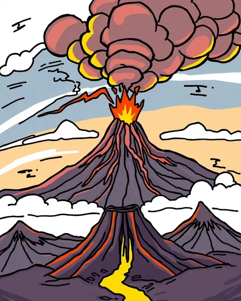 Imágenes de volcanes de dibujos animados para uso educativo