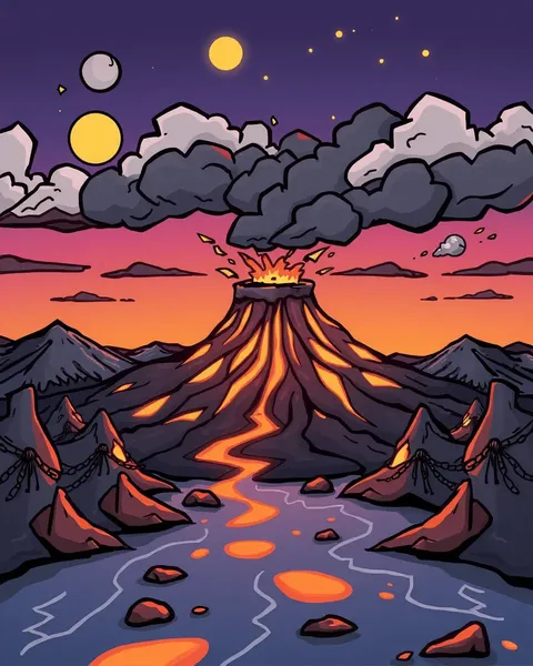 Imágenes de volcán de Cartoons: Tierra fantástica de fuego