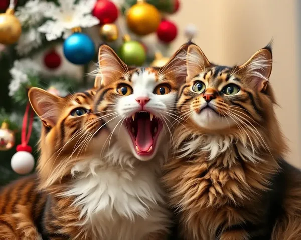 Imágenes divertidas de Navidad con gatos juguetones