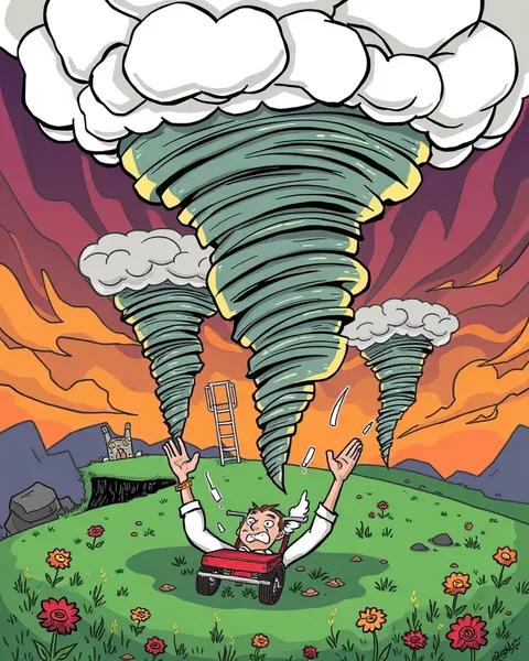 Imágenes juguetonas de tornados de dibujos animados