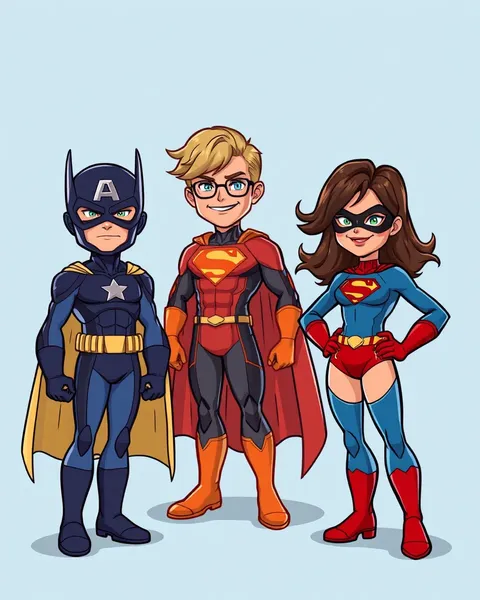 Imágenes vibrantes de superheroes en estilo de cartoon