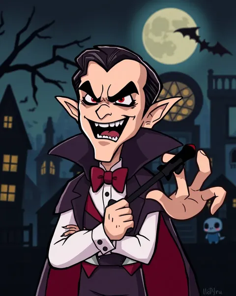 Imágenes únicas de vampiros en paisajes fantásticos de cartoon