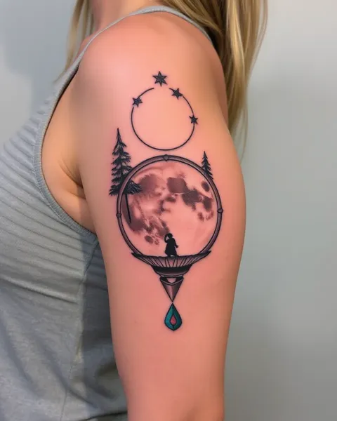 Inspiración de Diseño de Tatuaje de Ciclo Lunar Intrincado