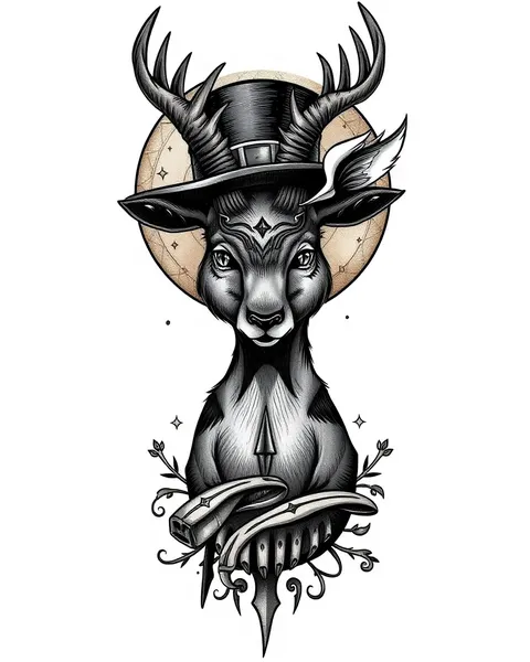 Inspiración de Diseño de Tatuaje de Jackalope Único para Papás