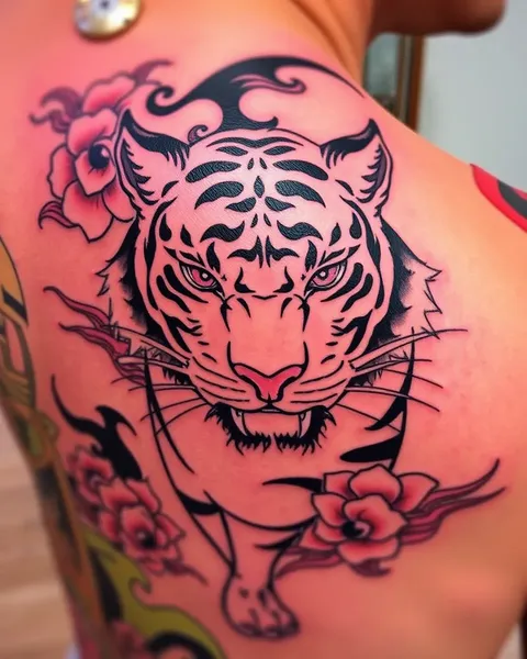 Inspiración de Diseño de Tatuaje de Tigre Japonés