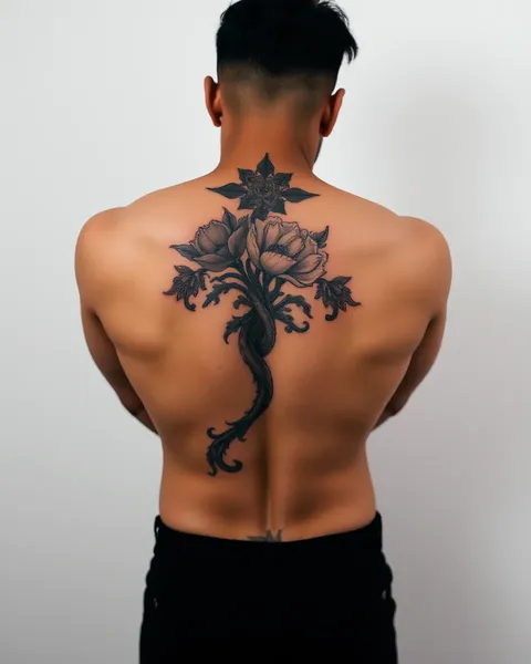 Inspiración de Diseño de Tatuaje en Espalda Masculina