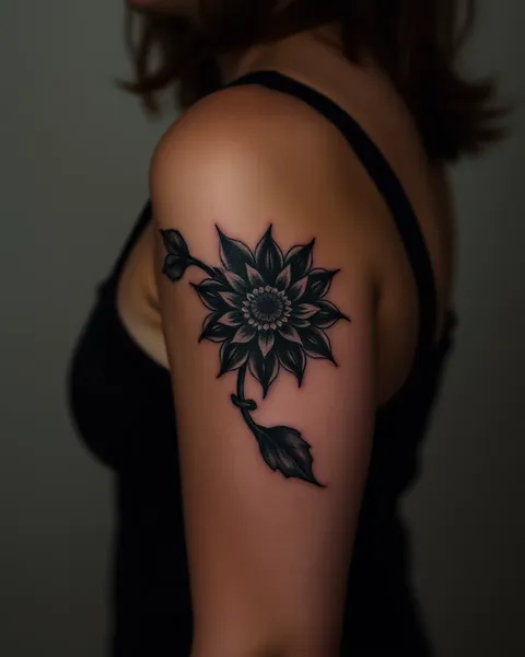 Inspiración de diseño de flor de tatuaje negro