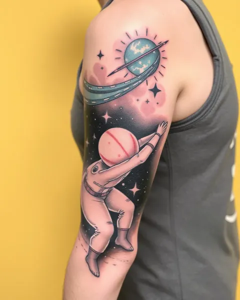 Inspiración de diseño de manga de tatuaje espacial único