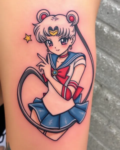 Inspiración de diseño de tatuaje Sailor Moon para entusiastas de arte corporal