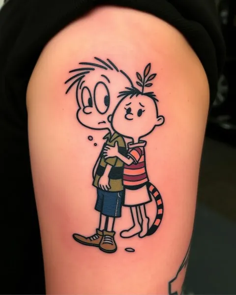 Inspiración de diseño de tatuaje de Calvin y Hobbes