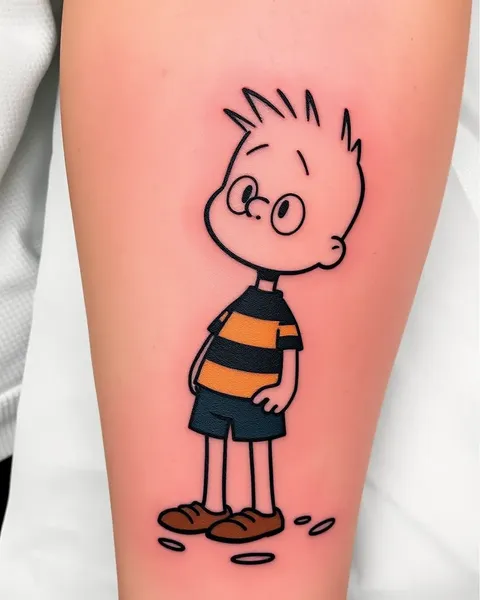 Inspiración de diseño de tatuaje de Calvin y Hobbes