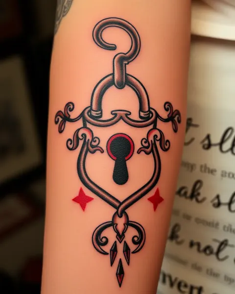 Inspiración de diseño de tatuaje de cerrojo y llave