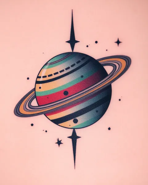 Inspiración de diseño de tatuaje de planeta Saturno único