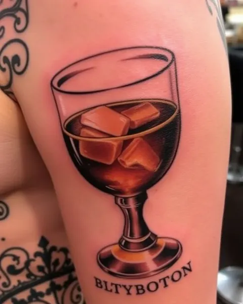 Inspiración de diseño de tatuaje de vaso de bourbon realista encontrada