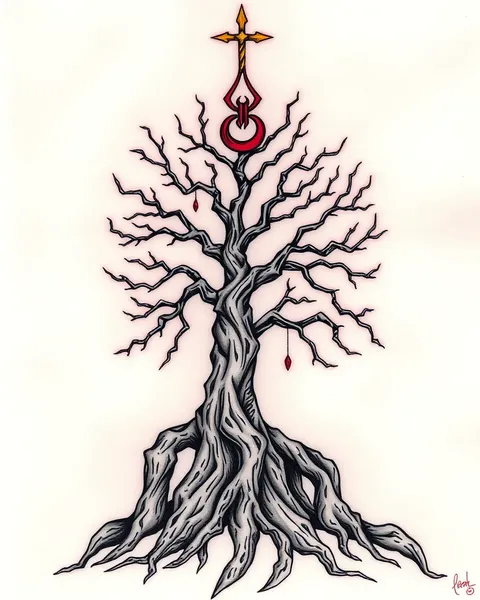 Inspiración de diseño de tatuaje del árbol de Gondor