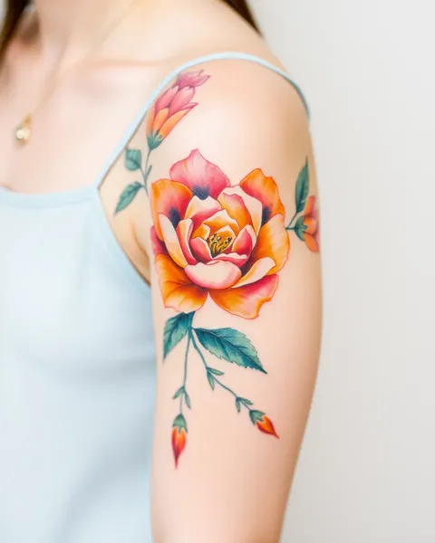 Inspiración de diseño de tatuaje floral delicado y acuarela