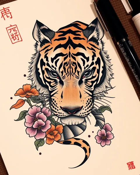 Inspiración de diseño de tigre japonés para tatuajes