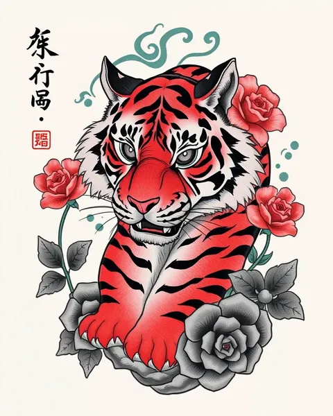 Inspiración para Diseños de Tatuaje de Tigre Japonés