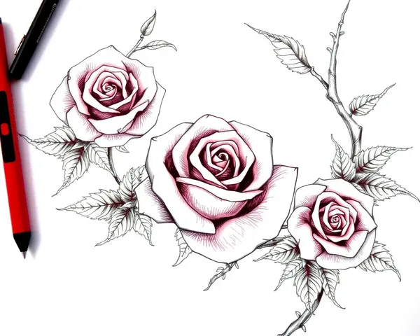 Inspiración para tatuaje de guirnalda de rosa en formato PNG