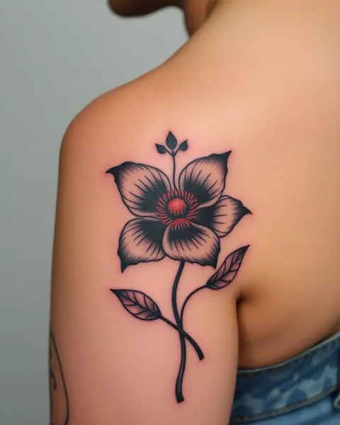 Inspiración y diseño de flor tatuada negro