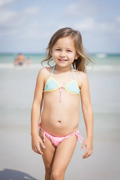 Juego de playa de bikini de niña pequeña