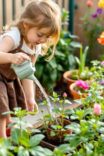 La Chica Ama Regar a su Planta Favorita diariamente