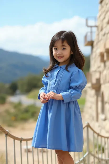 La Chica en un Vestido Azul Hermoso