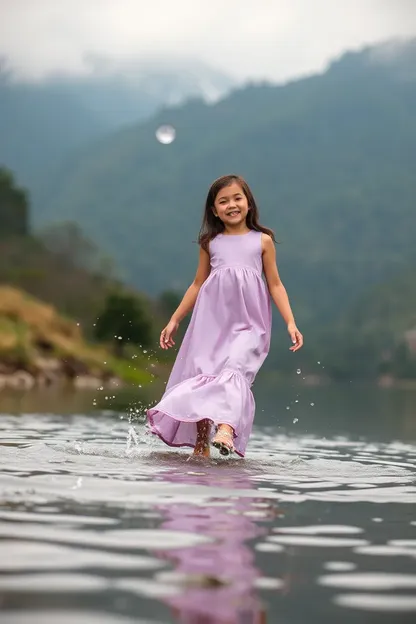 La Falda de la Niña se Absorbe Agua en un Gif Animado