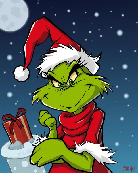 La Imagen del Grinch de Cartones Llena de Alegría a la Mañana de Navidad de los Niños