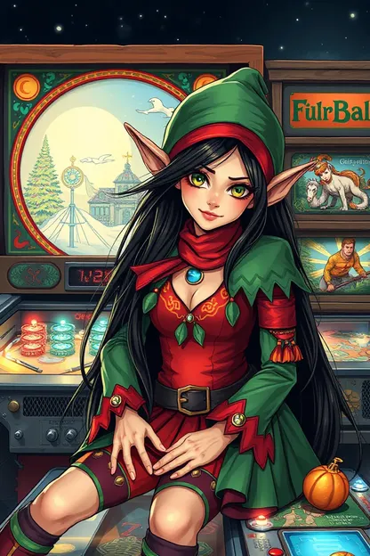 La Niña Elf Juega Pinball con Gran Habilidad