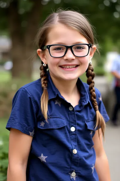 La Niña con Gafas Sonriendo: Niña con Gafas y Freckles y Sonrisa