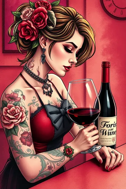 La Noche de Vino y Belleza de la Chica con Tatuaje