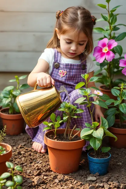 La Planta de la Chica Florece con su Riego Regular