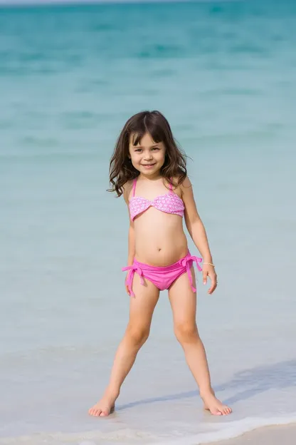 La aventura de playa de bikini de la niña pequeña