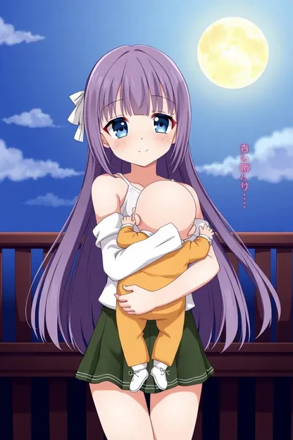 La bondad de la chica anime brilla con el niño bebé