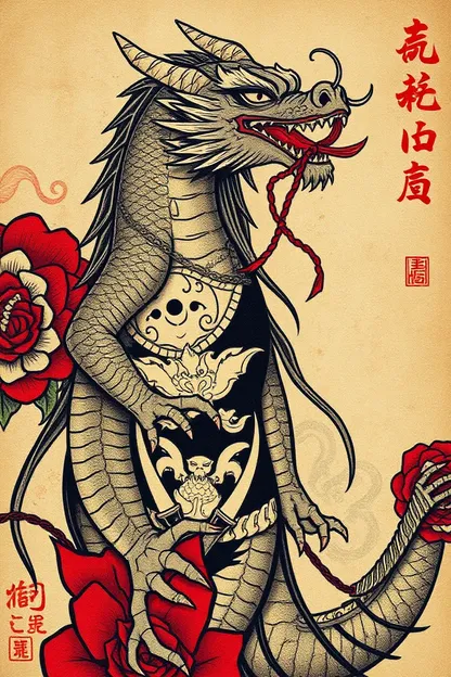 La chica dragón de arte de tatuaje de Xumo