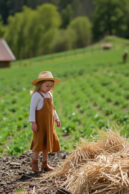 La conexión de la muchacha de la granja con la naturaleza