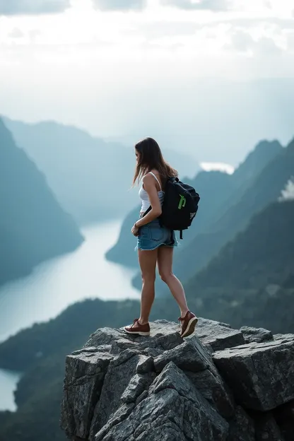 La confianza de la chica está en la cima del mundo