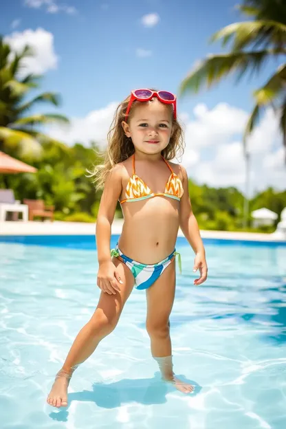 La diversión de la niña pequeña en bikini