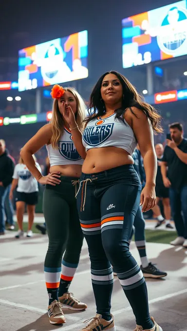 La exhibición audaz de los senos del fan de los Oilers