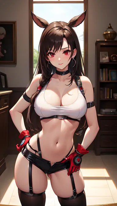 La exhibición hentai de Tifa me acaricia las caderas