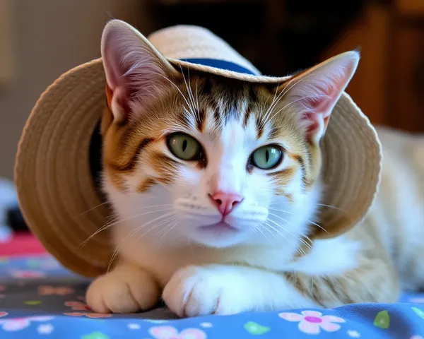 La gata viste un sombrero en una imagen whimsical