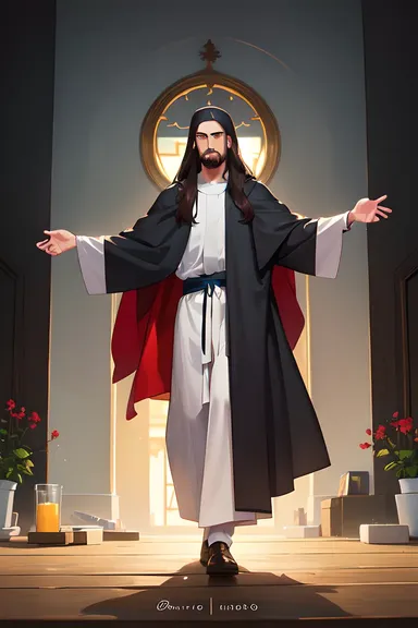 La imagen animada de Jesucristo de amor y compasión