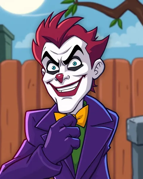 La imagen de cartoon del Joker destaca la sonrisa icónica del payaso