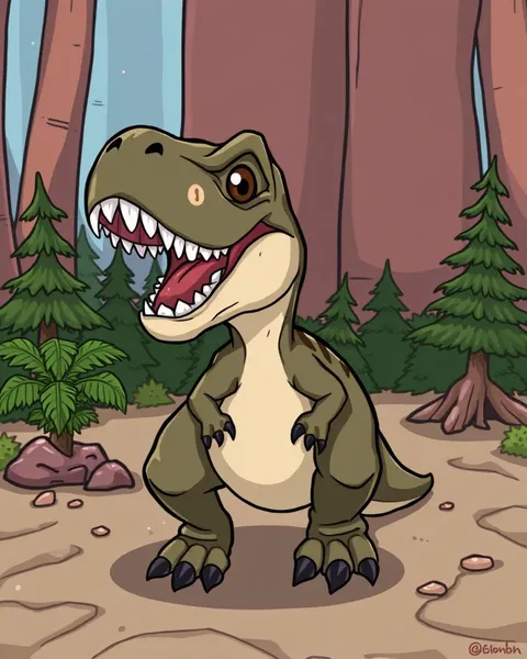 La imagen del T-Rex animado: ilustración caricaturesca de Tyrannosaurus Rex